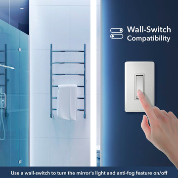 Pax Rectangular Frameless Anti-Fog Aluminum Front/Back-lit Tri-color LED Bathroom Vanity Mirror with Smart Touch Control - JONATHAN Y